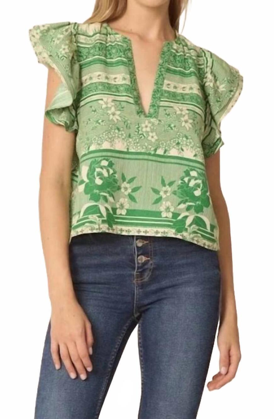 NEW GILNER FARRAR orla blouse in floating green floral